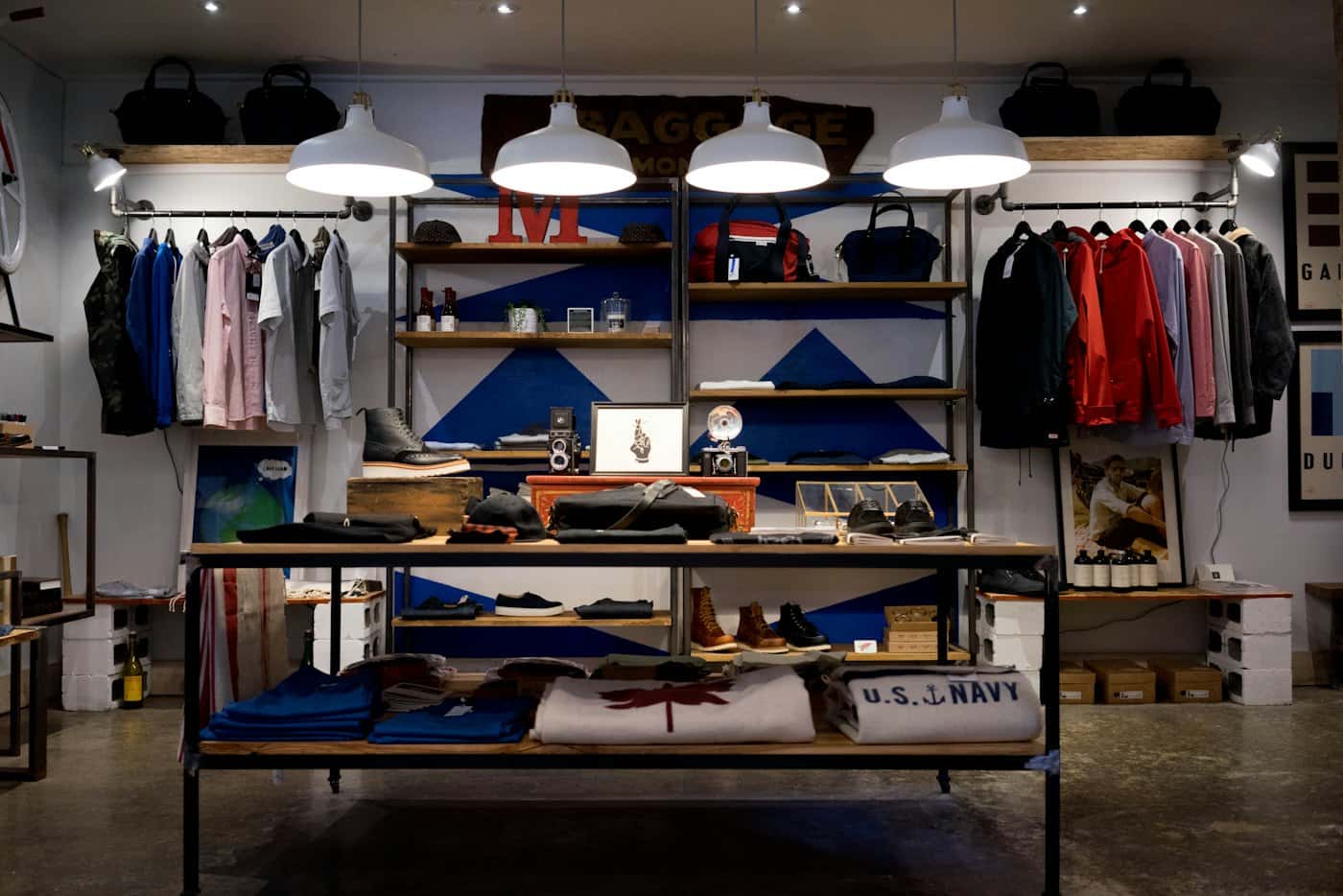 Retail shop interior with stocked shelves