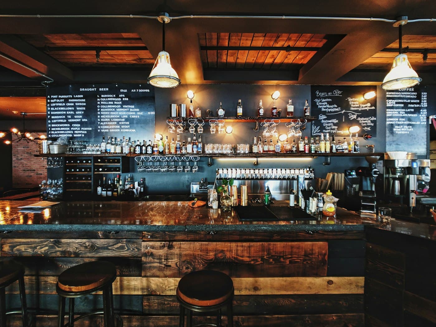 Hotel bar and lounge in the evening